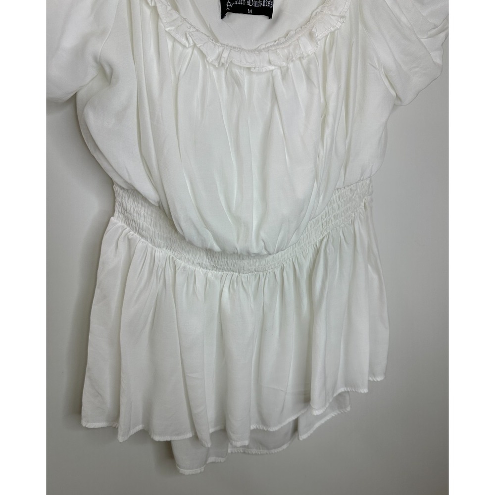 Scarlet Darkness Renaissance Pirate Pleated Shirt White Peplum Top M Medieval - Picture 5 of 10
